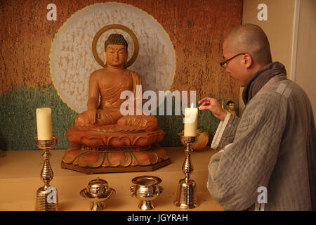 Korean buddhist monk. France. Stock Photo