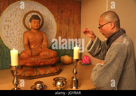 Korean buddhist monk. France. Stock Photo