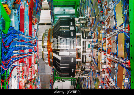 CMS detector of Large Hadron Collider at CERN Stock Photo