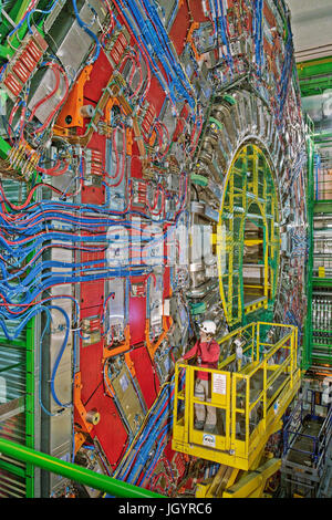 CMS detector of Large Hadron Collider at CERN Stock Photo