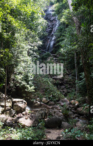 Wat Khao Tam Viewpoint – Waterfall in Rain Forest on Koh Pha Ngan, Thailand Stock Photo