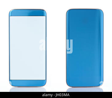 Back anf front view of generic smartphone isolated on white background Stock Photo