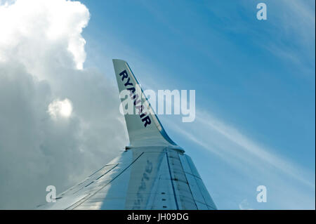 RYAN AIR WING IN FLIGHT Stock Photo