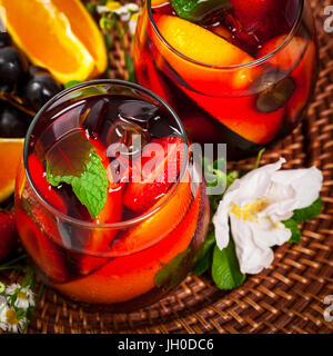 Red Wine Sangria Summer Drinks Stock Photo