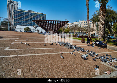 Tel Aviv - 10.02.2017: Famous Yitzhak Rabin square, day time Stock Photo