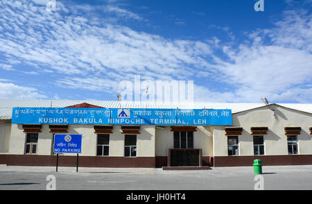 Ladakh, India - Jul 15, 2015. Kushok Bakula Rimpochhe Airport in Ladakh, India. It is one of the highest airports in the world at 3,256 m (10,682 ft)  Stock Photo