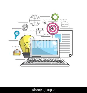 computer to marketing business and technology icons Stock Vector