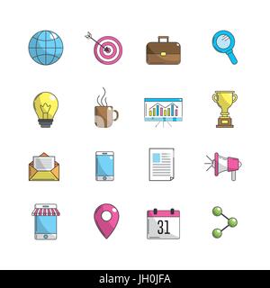 set company with technology tools icon Stock Vector