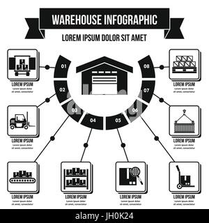 Warehouse infographic concept, simple style Stock Vector