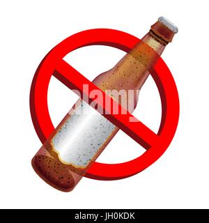 prohibition signs with alcohol beer drink bottle Stock Vector