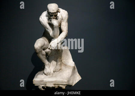 Rodin museum. The Thinker seated on a capital. Plaster. 1881-1882. France. Stock Photo