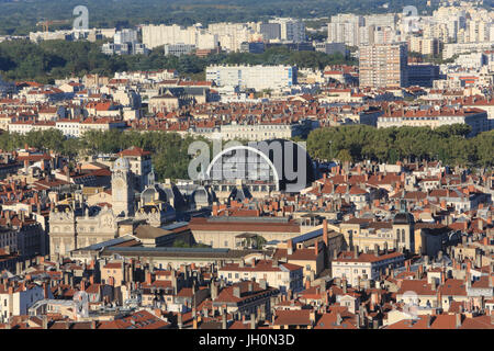 Opera. Panoramic view from Viewpoint of Notre Dame de Fourviere hill.   France. Stock Photo