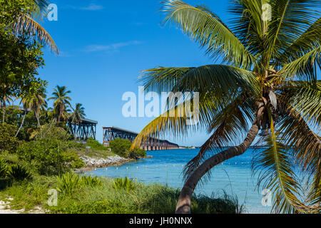 Old Bahia Honda Rail Bidge part of the Overseas Railway built by Henry Flagler in the Florida Keys Stock Photo