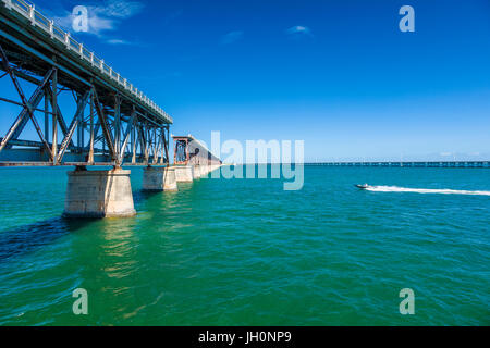 Old Bahia Honda Rail Bidge part of the Overseas Railway built by Henry Flagler in the Florida Keys Stock Photo