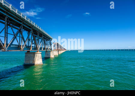 Old Bahia Honda Rail Bidge part of the Overseas Railway built by Henry Flagler in the Florida Keys Stock Photo