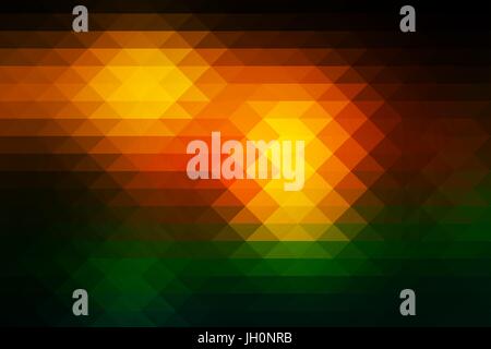 Brown orange green abstract geometric background with rows of triangles Stock Vector