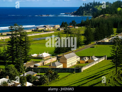 Old Military Barracks are Heritage listed buildings at Quality Row on Norfolk Island Stock Photo