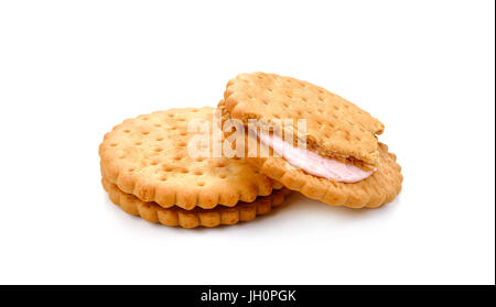 Sandwich biscuits on white background Stock Photo