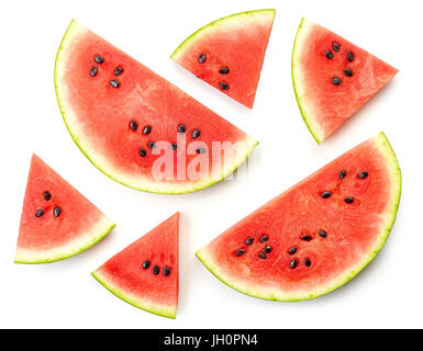 slices of watermelon isolated on white background, top view Stock Photo