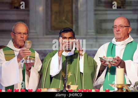 Catholic mass.  Eucharist celebration.  France. Stock Photo