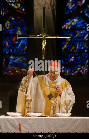 Liturgie eucharistique prŽsidŽe par le Cardinal AndrŽ Vingt-Trois, archevque de Paris, dans l'Žglise Saint-SŽverin ˆ Paris, pour le 48e anniversaire Stock Photo