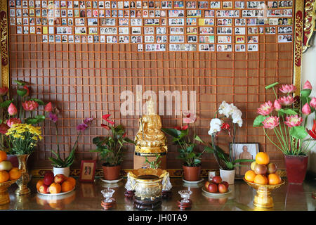 Buddhist temple. Thien Minh Pagoda. The veneration of the dead.  France. Stock Photo