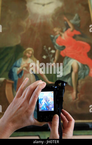 Bionnay baroque chapel.  Virgin Mary. Digital camera.  France. Stock Photo