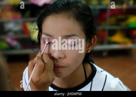 Phare Ponleu Selpak. Make-up before a performance in Battambang. Cambodia. Stock Photo