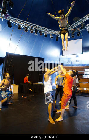 Phare Ponleu Selpak circus show rehearsal in Siem Reap. Cambodia. Stock Photo