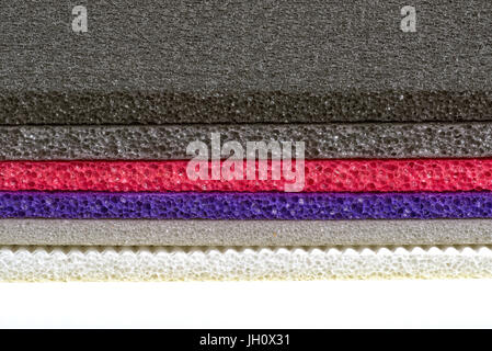 Polyethylene foam colourful sheets closed up shockproof multi type material Stock Photo