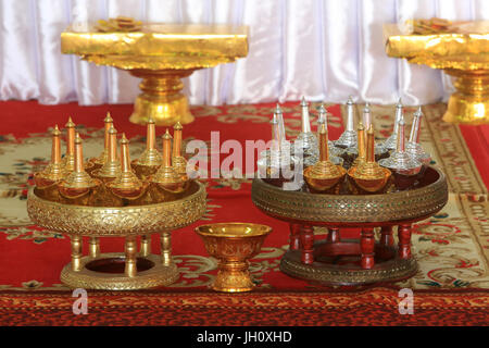 Holy water used for Buddhist ceremony. Wat Ong Teu Mahawihan. Temple of the Heavy Buddha. Vientiane. Laos. Stock Photo