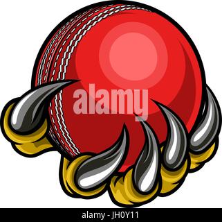 Monster or animal claw holding Cricket Ball Stock Vector