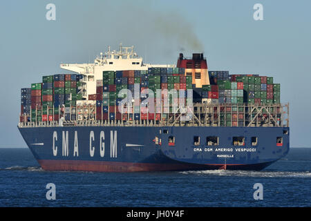 Cma Cgm Amerigo Vespucci Container Ship Docking At Container Port