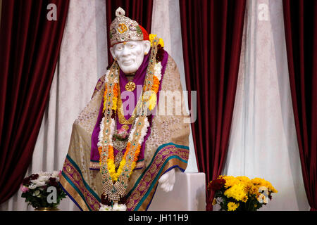 Shirdi Sai Baba temple, Leicester. Shirdi Sai Baba murthi. United kingdom. Stock Photo