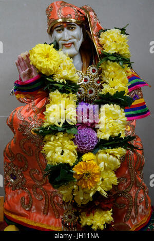 Sanatan Mandir hindu temple, Leicester. Shirdi Sai Baba murthi. United kingdom. Stock Photo