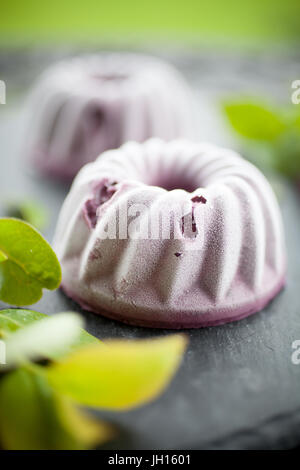 Mini blueberry ice cream cakes Stock Photo