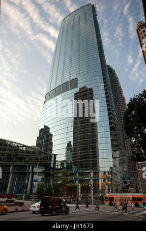 The Wislhire Grand Center is currently the tallest building in Downtown Los Angeles, CA Stock Photo