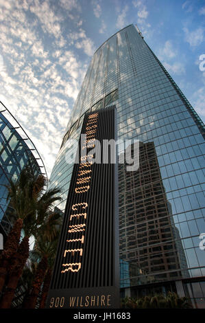 The Wislhire Grand Center is currently the tallest building in Downtown Los Angeles, CA Stock Photo