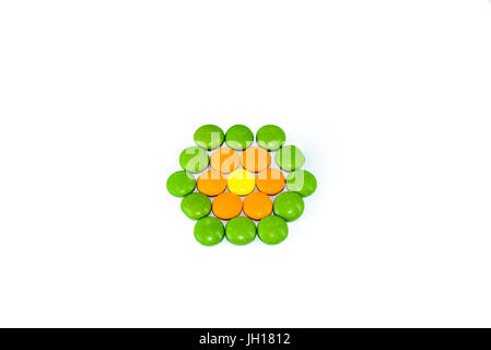 colorful gummy ball candies on isolated white background Stock Photo