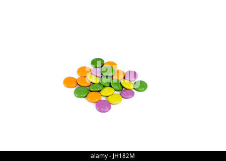 colorful gummy ball candies on isolated white background Stock Photo