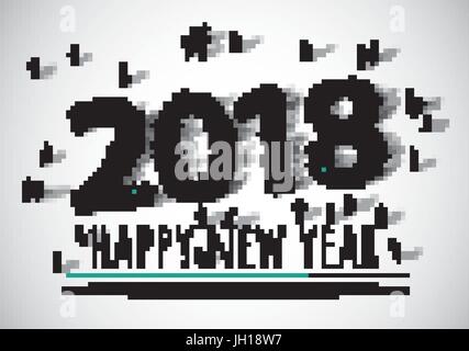 2018 happy new year crowd big group people. Stock Vector