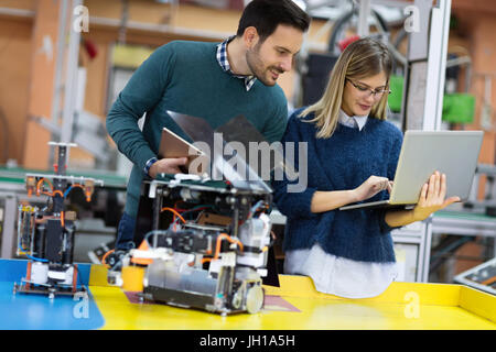 Students are testing robot control in an elementary school laboratory ...