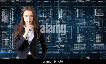 Businesswoman Architect Engineer Construction Design and Business Concept Stock Photo