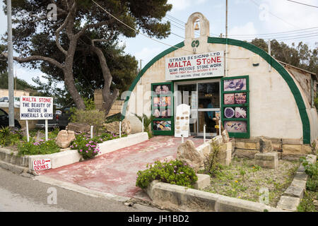 Malta Stone craft shops at the artisan village and Ta' Qali Crafts Centre and artisan village Malta in old airfield nissen huts Stock Photo