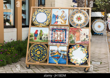 Craft shops at the artisan village and Ta' Qali Crafts Centre and artisan village Malta in old airfield nissen huts Stock Photo