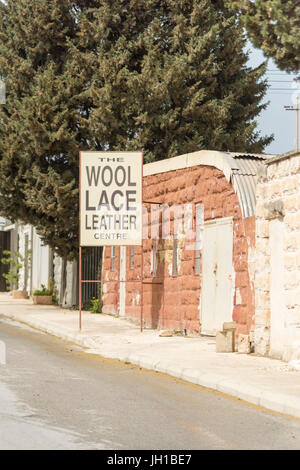 The wool lace and leather shop at the craft shops at the artisan village and Ta' Qali Crafts Centre and artisan village Malta in old airfield nissen h Stock Photo