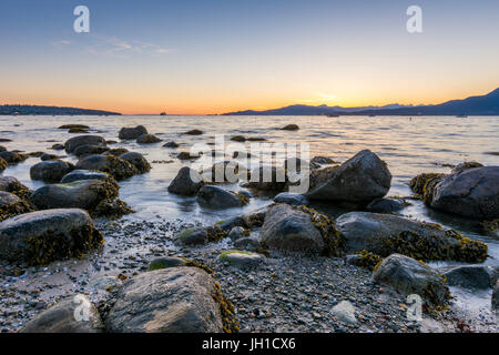 Sunset from Kitsilano promenade, Vancouver Canadap Stock Photo