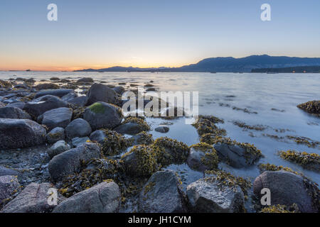 Sunset from Kitsilano promenade, Vancouver Canadap Stock Photo