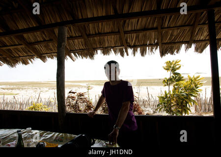 People, man, hut, Lençois, Atins, Maranhão, Brazil Stock Photo