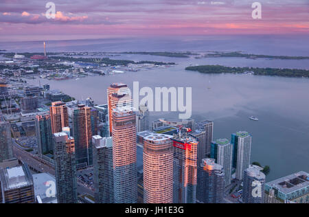 View from the top of the CN Tower of Toronto, Ontario, Canda Stock Photo